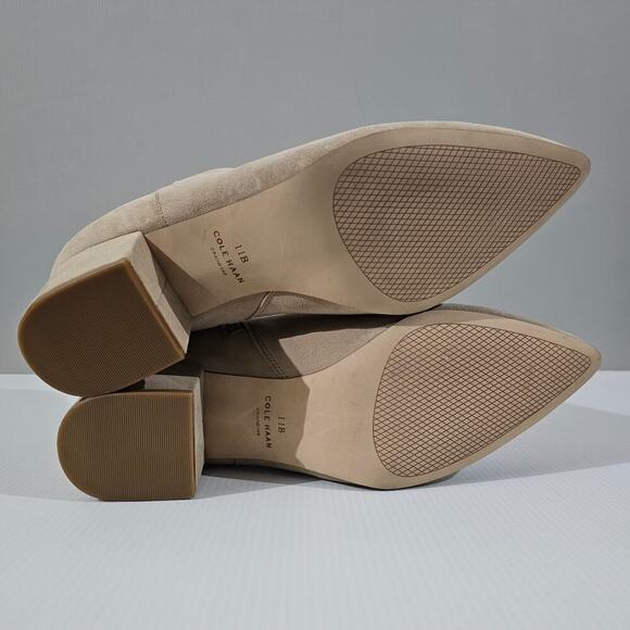 Cole Haan Elyse Ankle Bootie Womens 11 Latte Tan Suede Pointed Toe Dressy Heel - Picture 14 of 16